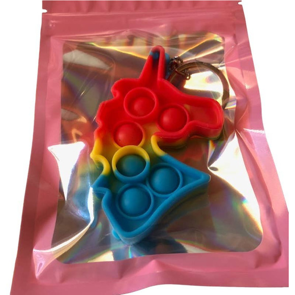 Red/Yellow/Blue Unicorn Push Pop Bubble Fidget Toy Keychain/Bag tag***NWOT - Picture 2 of 2